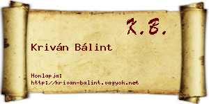 Kriván Bálint névjegykártya